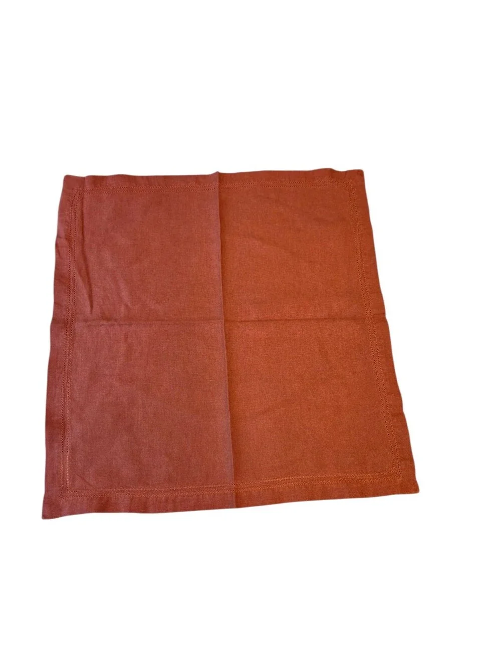 Williams Sonoma Linen Napkins Set of 8 Red Rust Hemstitched 21x21 Made Hungary